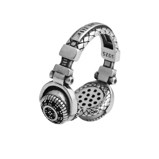Wearing Headset Ring Trendy Cool Thai Silver Female Niche