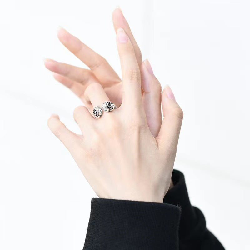 Wearing Headset Ring Trendy Cool Thai Silver Female Niche