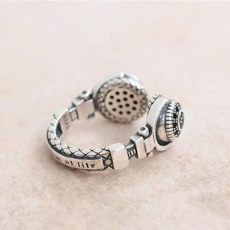 Wearing Headset Ring Trendy Cool Thai Silver Female Niche