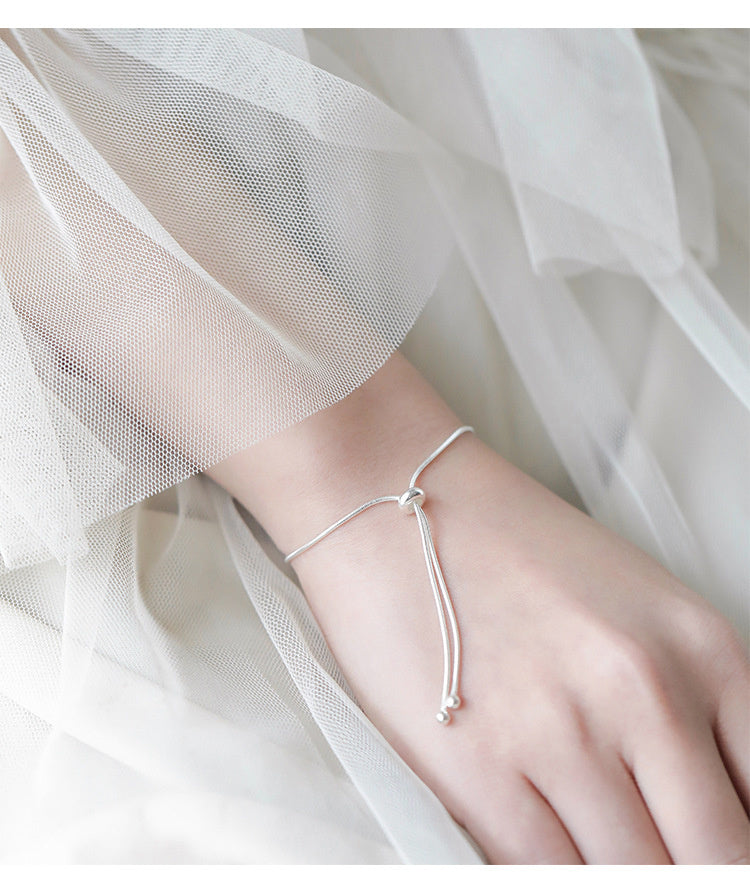 Silver Beads Snake Bone Bracelet Adjustable
