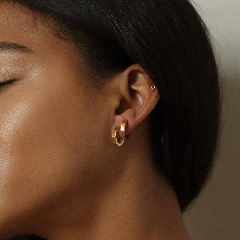 18K Real Gold Plated Classic Polygon Earrings