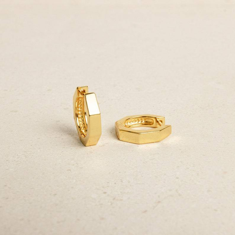 18K Real Gold Plated Classic Polygon Earrings