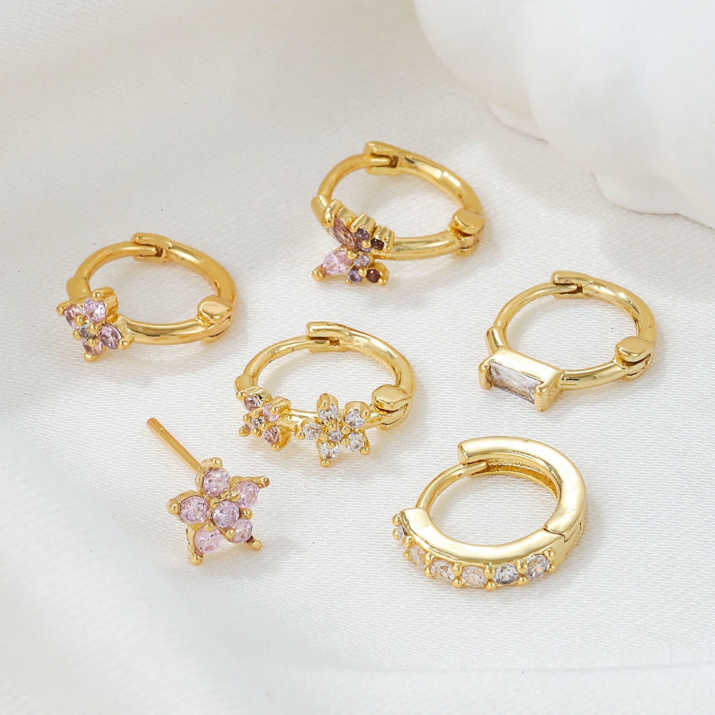 Fashion Zircon Flower Set Earrings