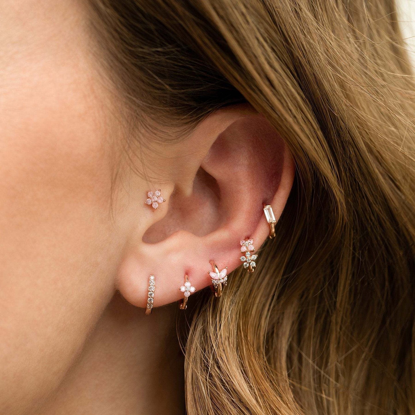 Fashion Zircon Flower Set Earrings