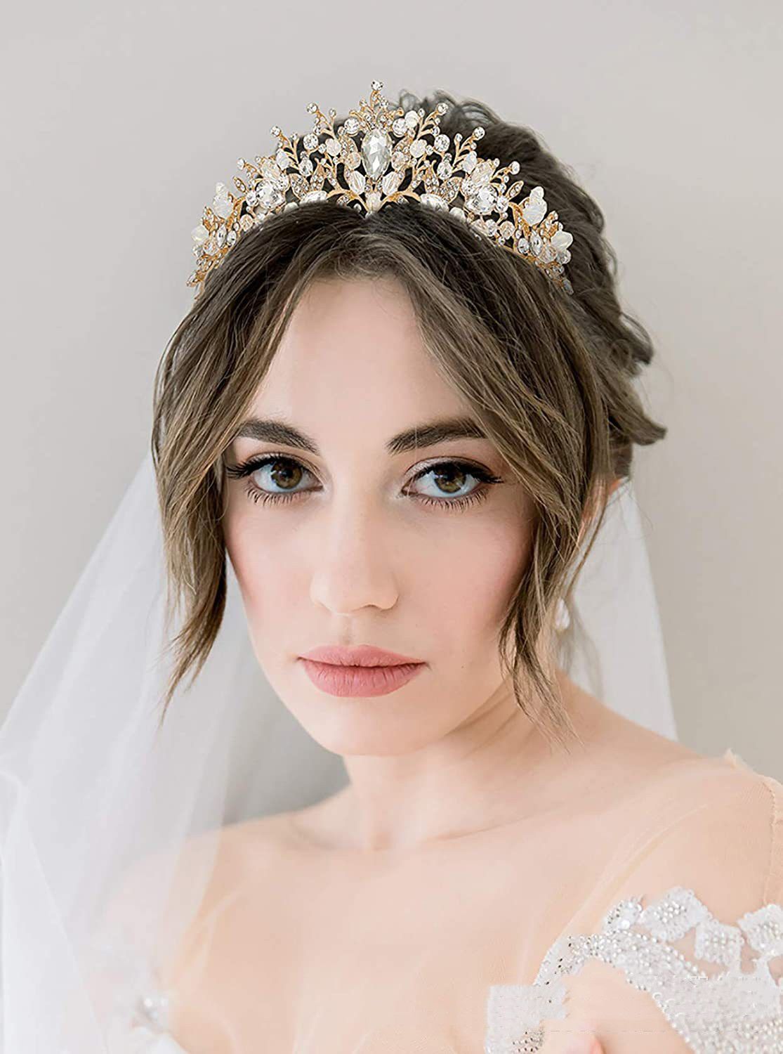 Women's Rhinestone Pearl Handmade Crown
