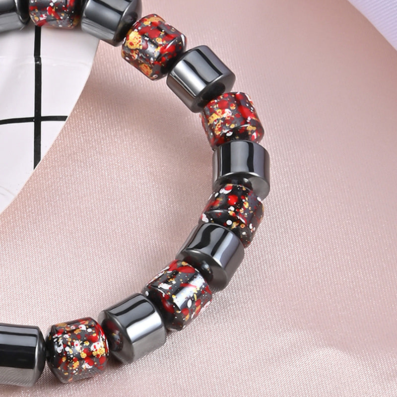 Mens Fashion Natural Black Gallstone Stretch Bracelet