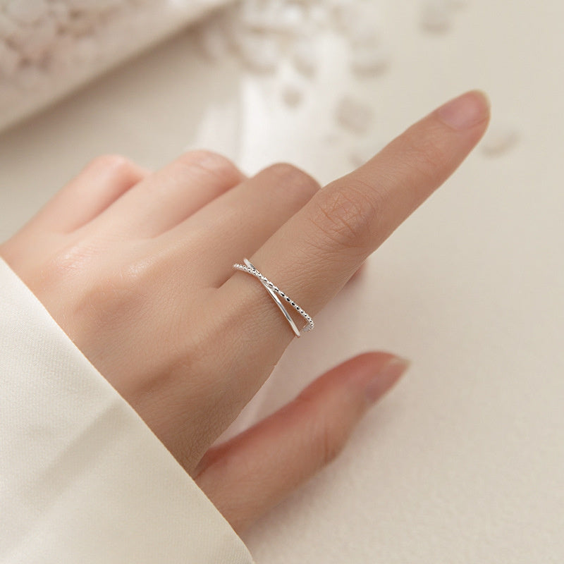 Cross Double Line Ring For Female