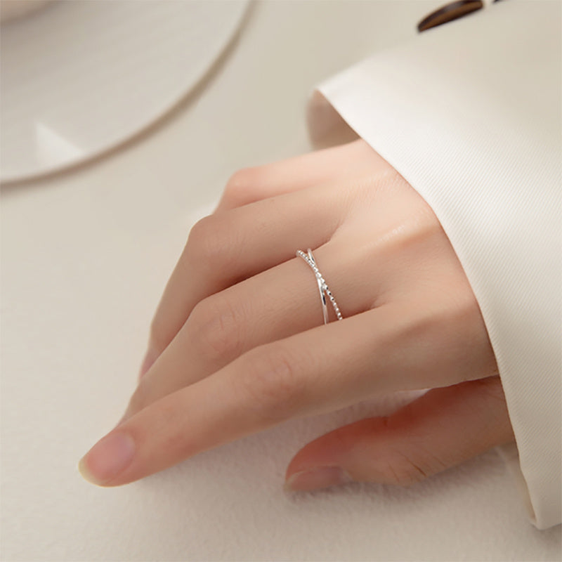 Cross Double Line Ring For Female