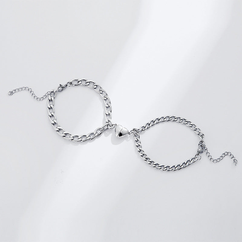 Stainless Steel Magnetic Buckle Love Couple Bracelet
