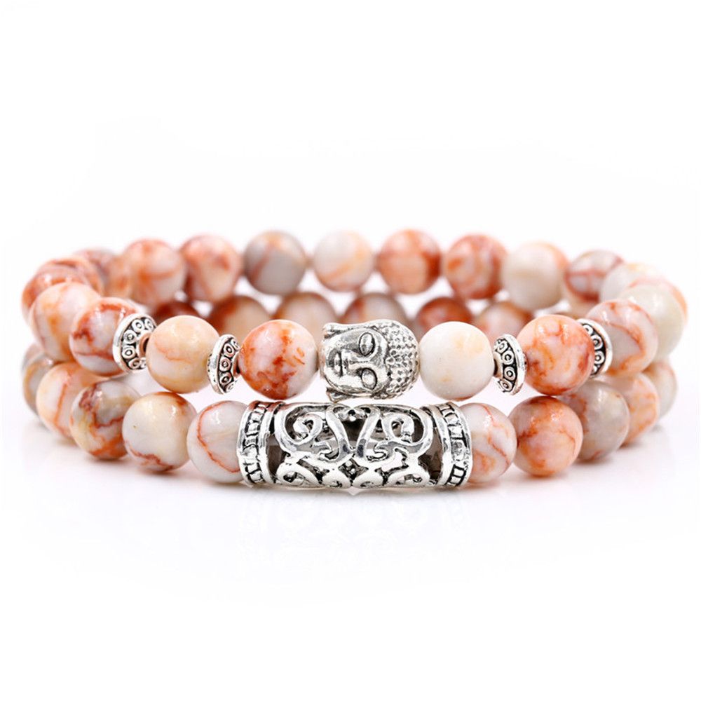 Creative Personality Energy Stone Hand-worn UFO Buddha Head Round Tube Wristband Bracelet Suit