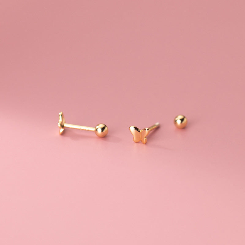 S925 Silver Ear Nail Simple Temperament Thread