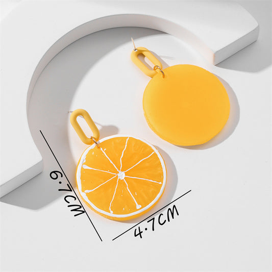 Women's Fashion Simple Acrylic Plate Fruit Shape Earrings