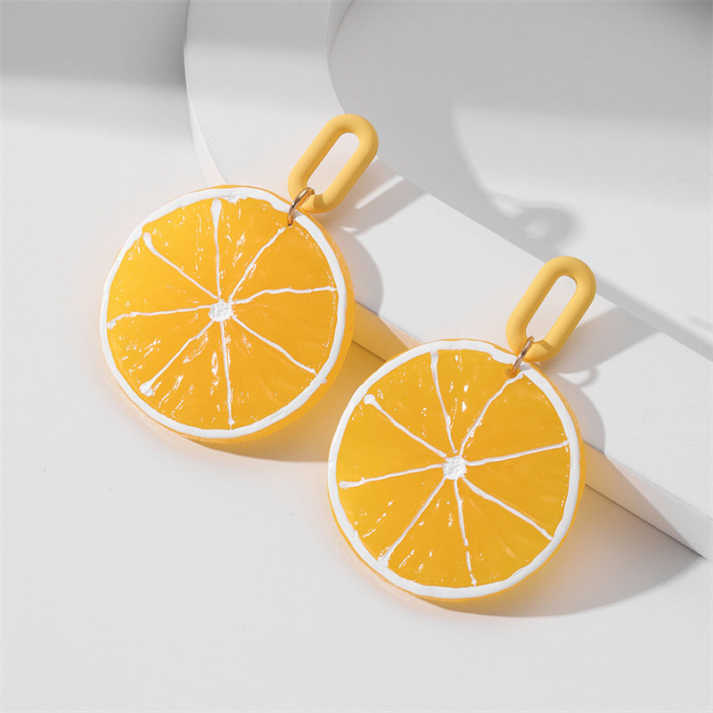 Women's Fashion Simple Acrylic Plate Fruit Shape Earrings