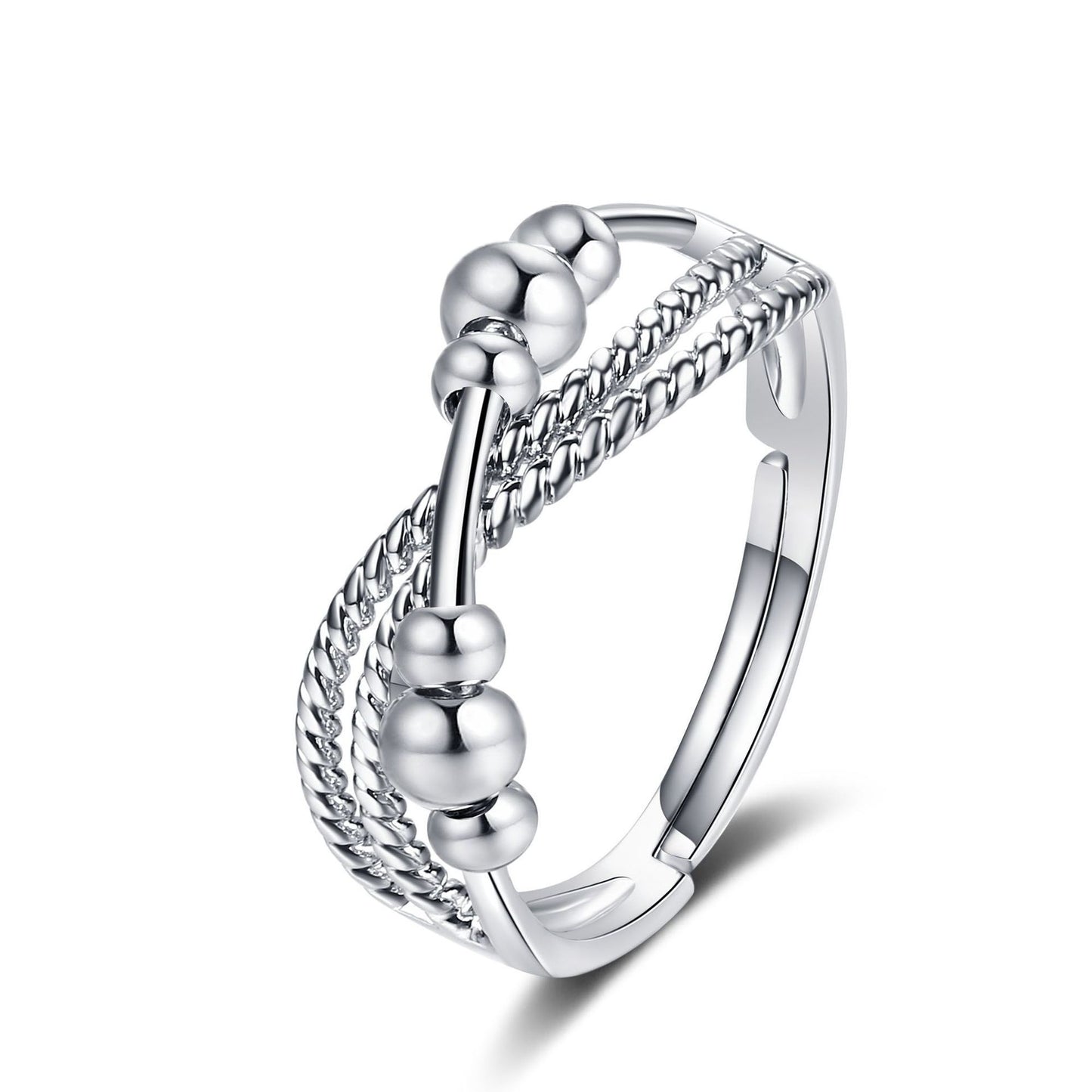 Decompression Anti-anxiety Polka Dot Cross Adjustment Copper Bead Spinning Ring
