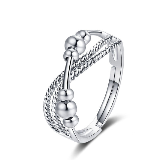 Decompression Anti-anxiety Polka Dot Cross Adjustment Copper Bead Spinning Ring