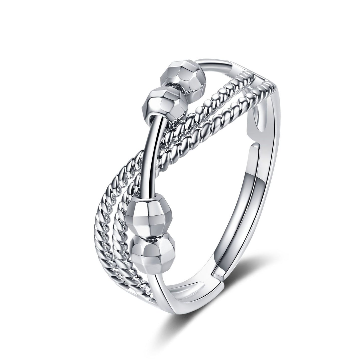 Decompression Anti-anxiety Polka Dot Cross Adjustment Copper Bead Spinning Ring
